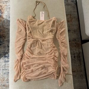 Oh Polly Nude Long Sleeve Dress